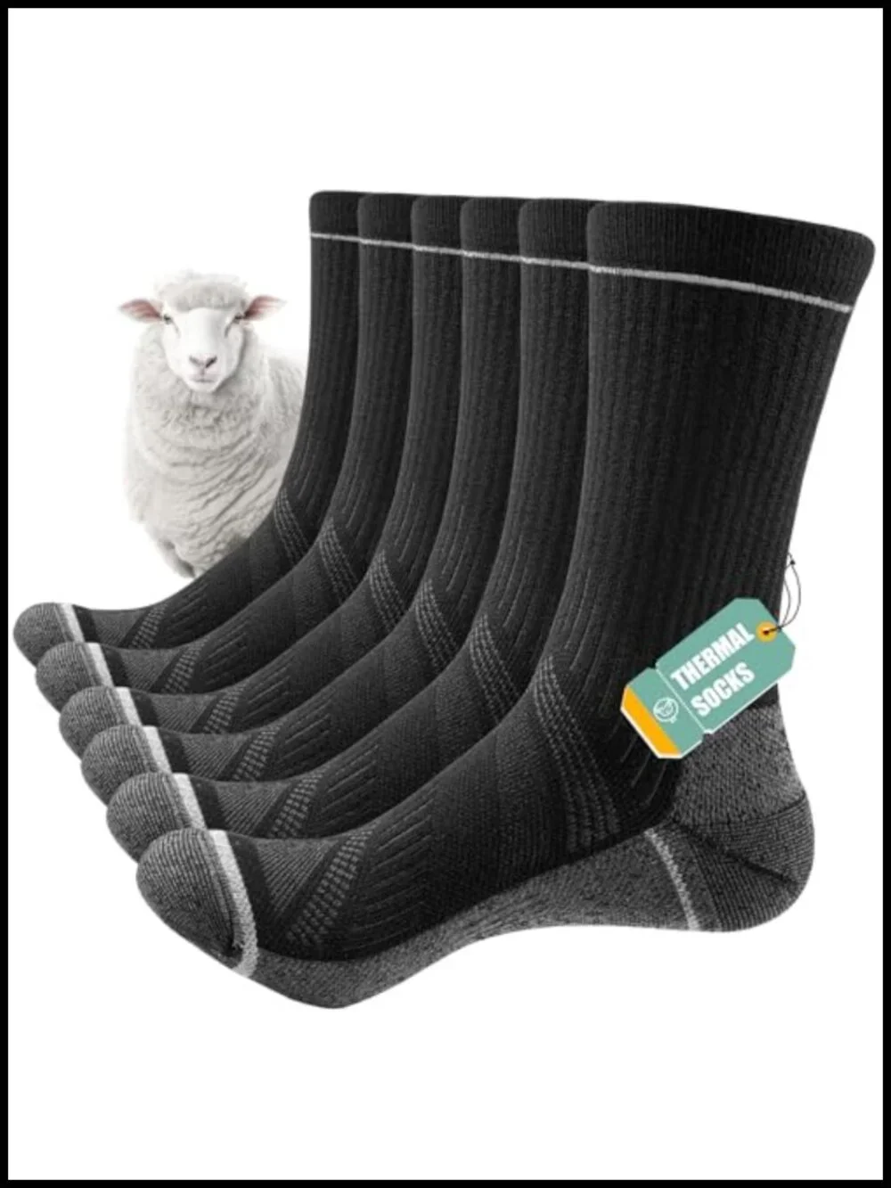 Merino Wool Hiking Socks Thermal Crew for Men & Women 3 Pairs